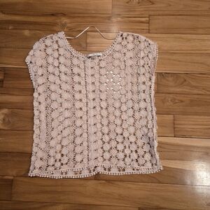 LC Lauren Conrad Blush Crochet Lace Top